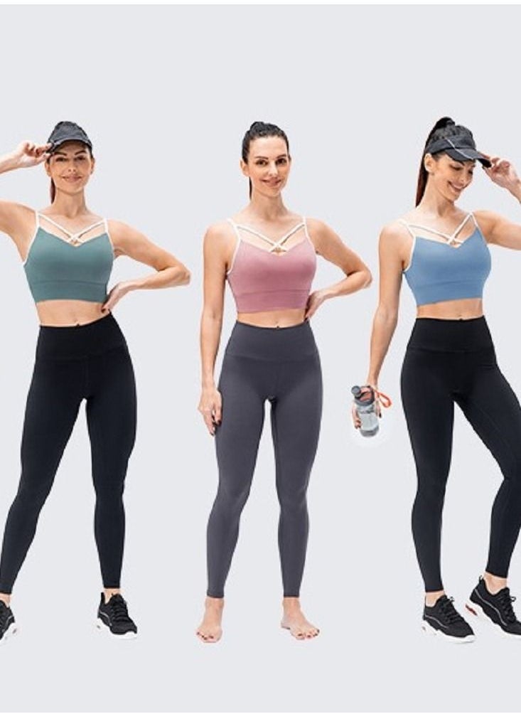Loquat - New  nylon shock gathering running bra yoga vest - Image 1