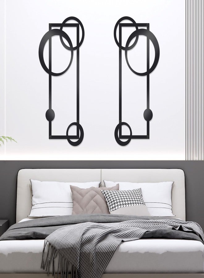 OYEFLY 2 Pcs Metal Abstract Wall Art,Modern Geometric Decor (Black, style 2) - Image 5