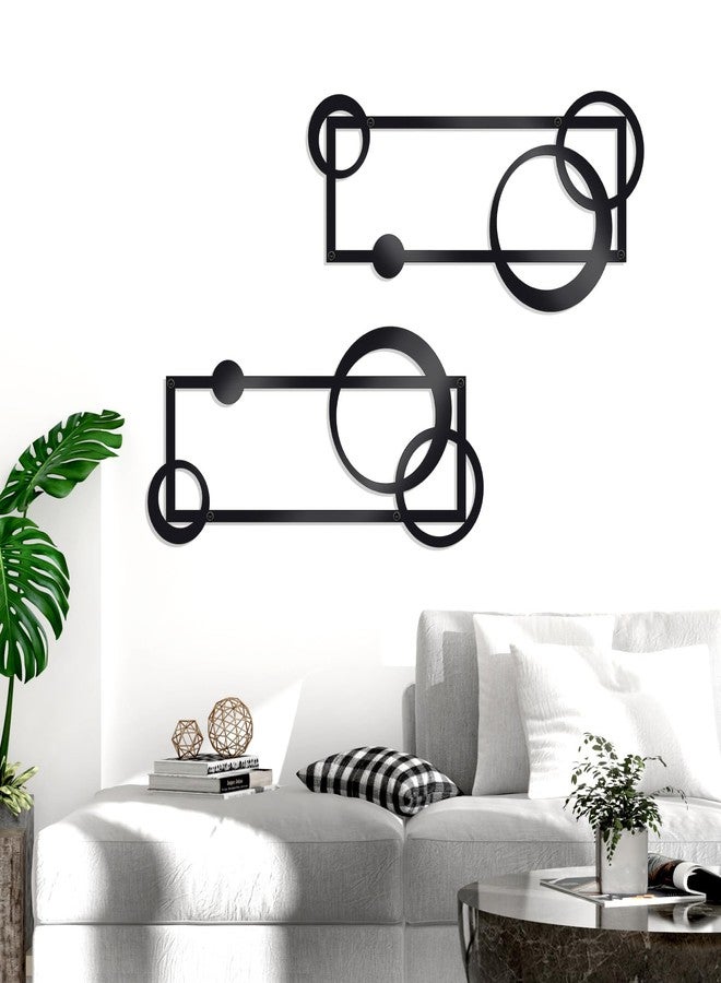 OYEFLY 2 Pcs Metal Abstract Wall Art,Modern Geometric Decor (Black, style 2) - Image 2