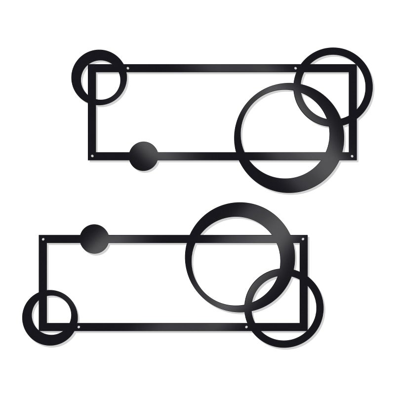 OYEFLY 2 Pcs Metal Abstract Wall Art,Modern Geometric Decor (Black, style 2) - Image 1
