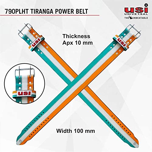 USI UNIVERSAL Power Lifting Belt, 790PLHT Tiranga Power Belt For Men & Women Weightlifting Competition Workout Training Weight Lifting Belts, Made of Suede Leather (Size L) - Image 4