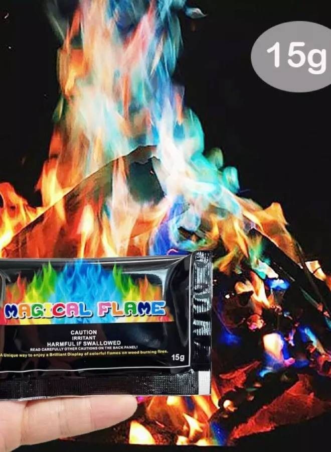 Elite Dose Mystical Magical Flames Color Fire Packets -Fire Colors for Campfires, Fire Pits, Indoor and Outdoor Fireplaces-Hue-Changing Cosmic Flame Powder for Kids and Adults - Camping Accessories 15g - Image 1