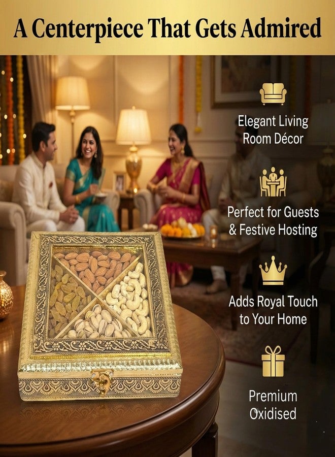 DK trades® Decorative Empty Dry Fruits Storage box/Oxidised Dry Fruit box/Sweetsbox/Oxidized Dry Fruitbox/Giftbox/Mukhwashbox, Sopari Storagebox - Image 4