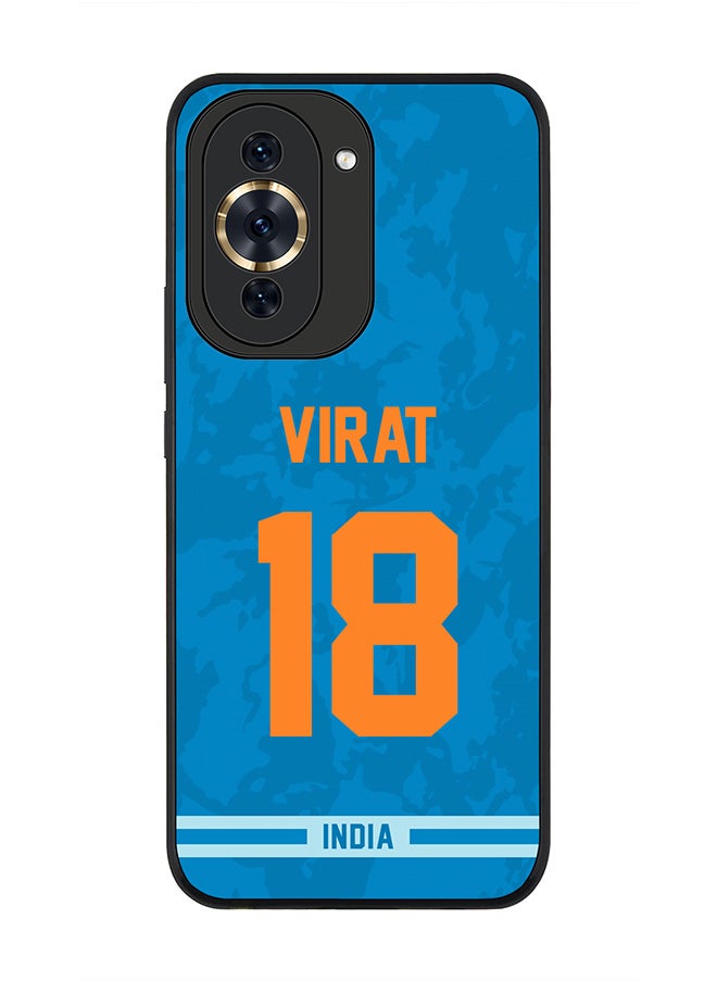 Stylizedd - Rugged Black Edge Case for Huawei nova 10 Pro, Slim fit Soft Case Flexible Rubber Edges Thin Cover - Player Name - Virat Kohli, Jersey Number- 18 - Image 1