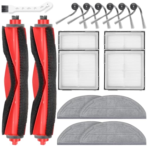 DrFlito 17 Pack Replacement Accessories Kit Compatible with Roborock Q10 S5Q10 S5Q10 X5Q10 X5 Robot Vacuum 2 Main Brush 6 Side Brush 4 HEPA Filter 4 Mop Pads - Image 1