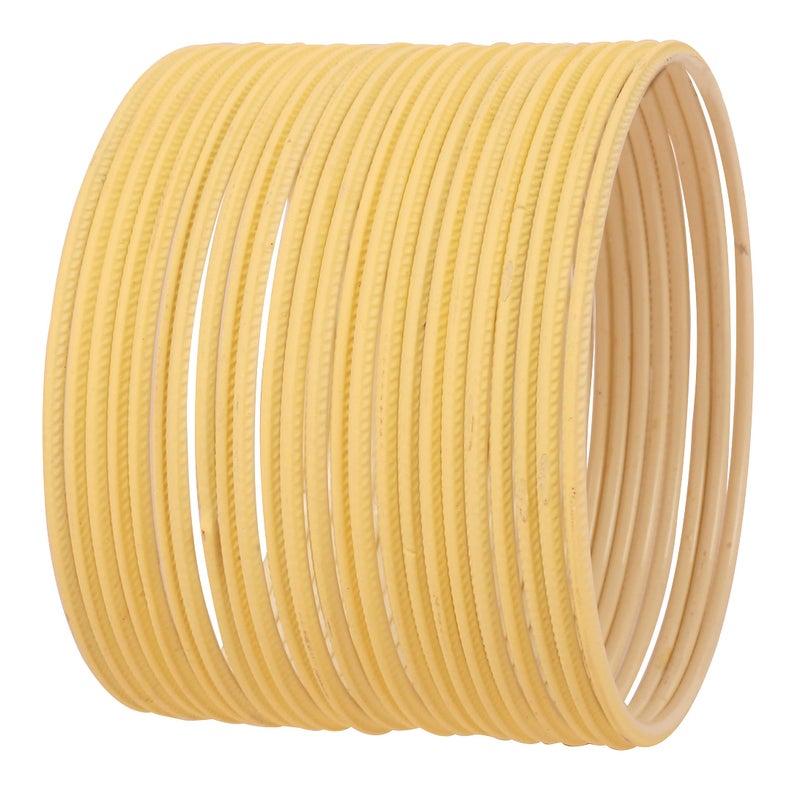 Touchstone مجموعة جديدة من المجوهرات المصممة للأساور والأساور التقليدية الهندية من بوليوود بتصميم رائع ونقوش دقيقة بلون بيج باهت. مجموعة من 24 للنساء. - Image 2