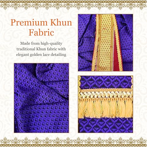 PUNYATVA Khun Dhotar Shela Set (Blue) | God Idol Dress – Dhoti, Khes, Patka, Uparna Vastra for Ganpati, Krishna, Balaji, Murugan, Isar Ji | Gangaur, Ganesh Chaturthi Decoration Accessories - Image 4