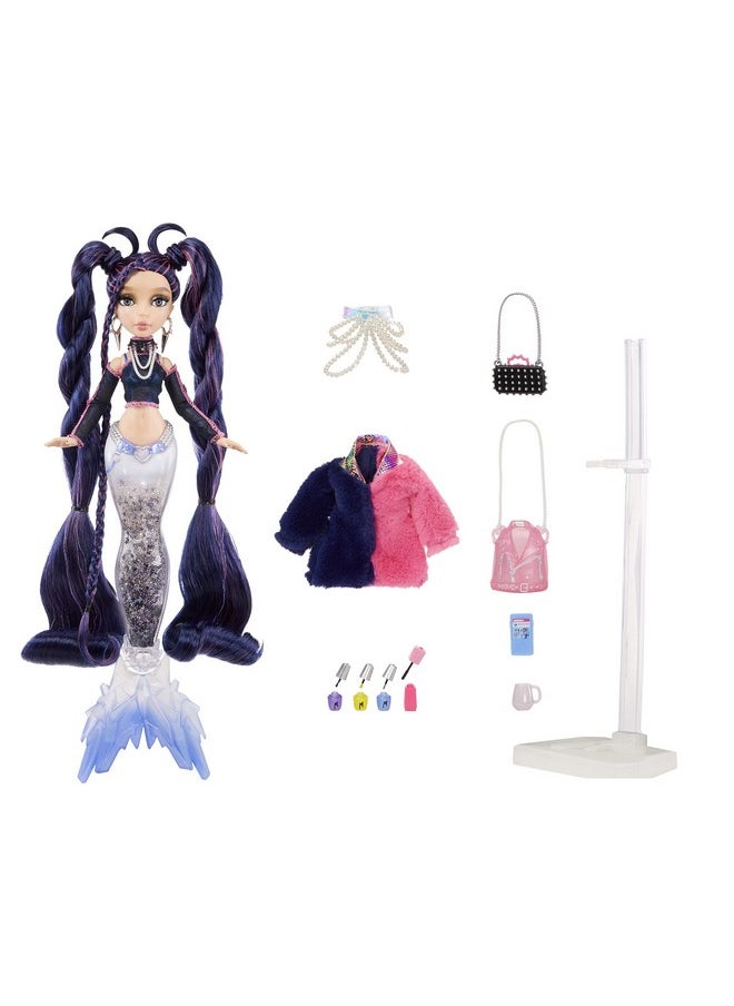 Mermaze Mermaidz - دمية حورية البحر ™ Winter Waves Nera™ العصرية مع ذيل مملوء بزعنفة لامعة متغيرة اللون وإكسسوارات - Image 1