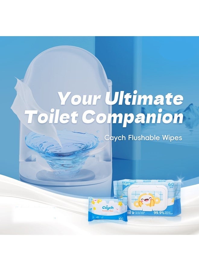 CAYCH 99.9% Plant-Based Flushable Wipes 60 Sheets, Biodegradable and Septic-Safe Toilet Tissue Wipes Eco Friendly, Alcohol Free, Gentle for Adults and Kids - Image 4