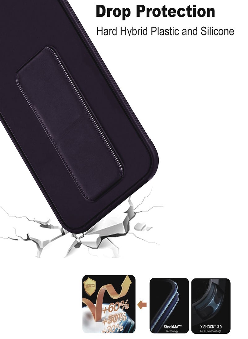 Wtech Honor Magic7 Pro 5G 2024 Hand Grip Foldable Magnetic Kickstand Wrist Strap Finger Grip With Built-In Iron Case Cover (MCGHSN) - Eggplant Purple - Image 5