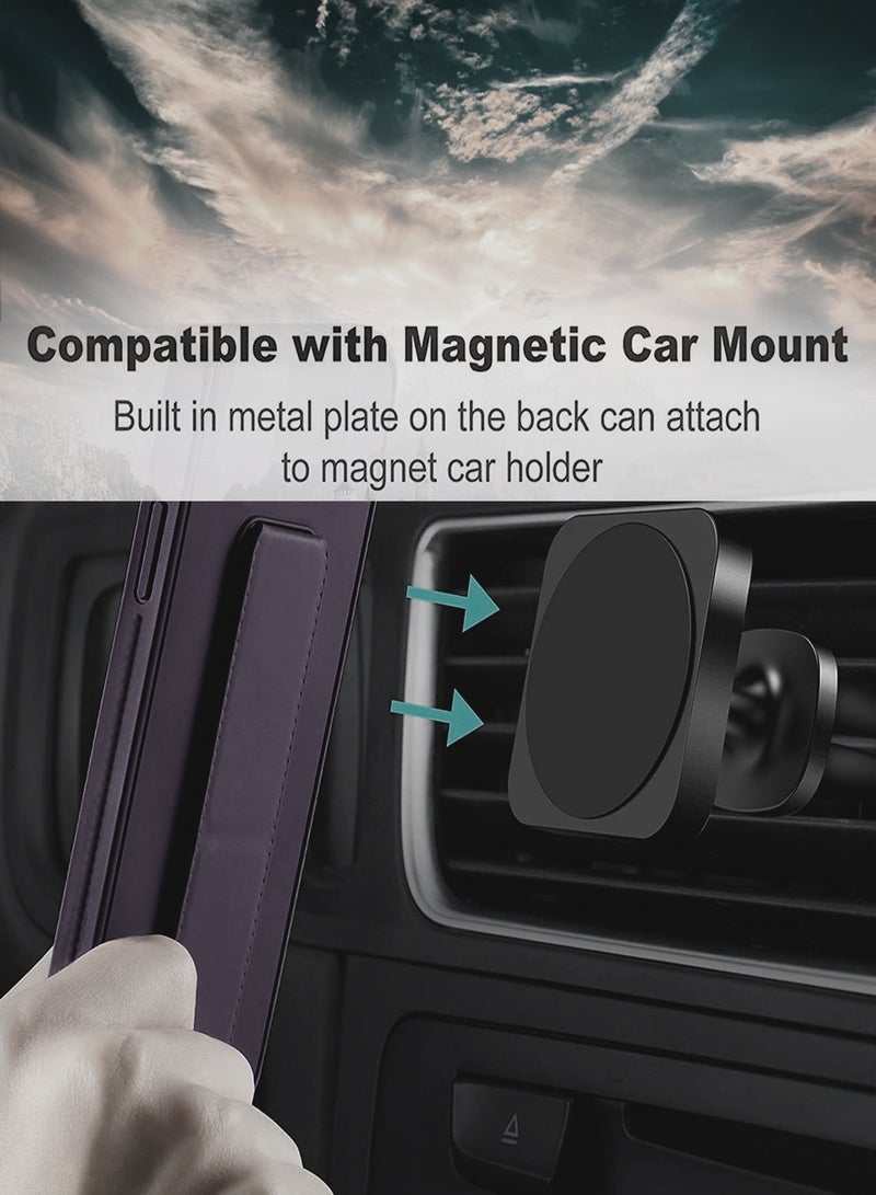 Wtech Honor Magic7 Pro 5G 2024 Hand Grip Foldable Magnetic Kickstand Wrist Strap Finger Grip With Built-In Iron Case Cover (MCGHSN) - Eggplant Purple - Image 3