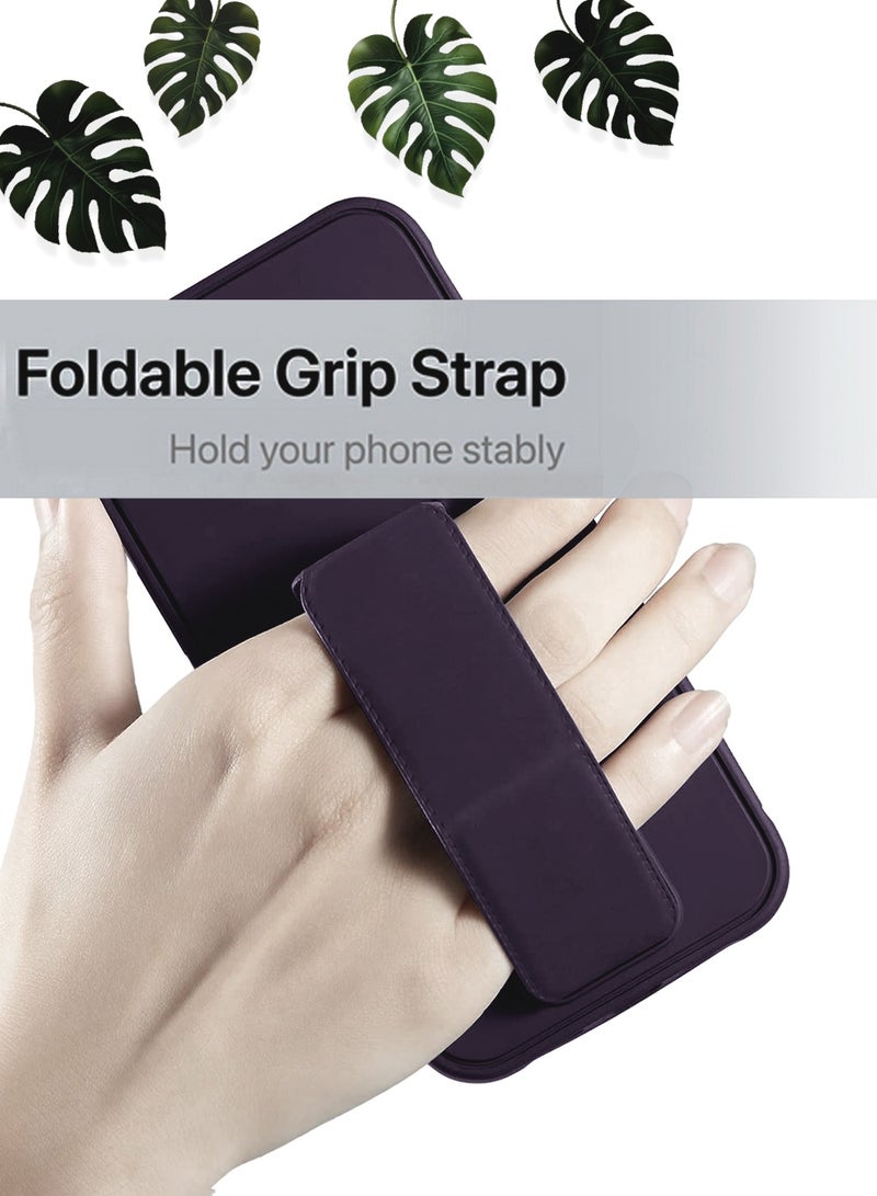 Wtech Honor Magic7 Pro 5G 2024 Hand Grip Foldable Magnetic Kickstand Wrist Strap Finger Grip With Built-In Iron Case Cover (MCGHSN) - Eggplant Purple - Image 2