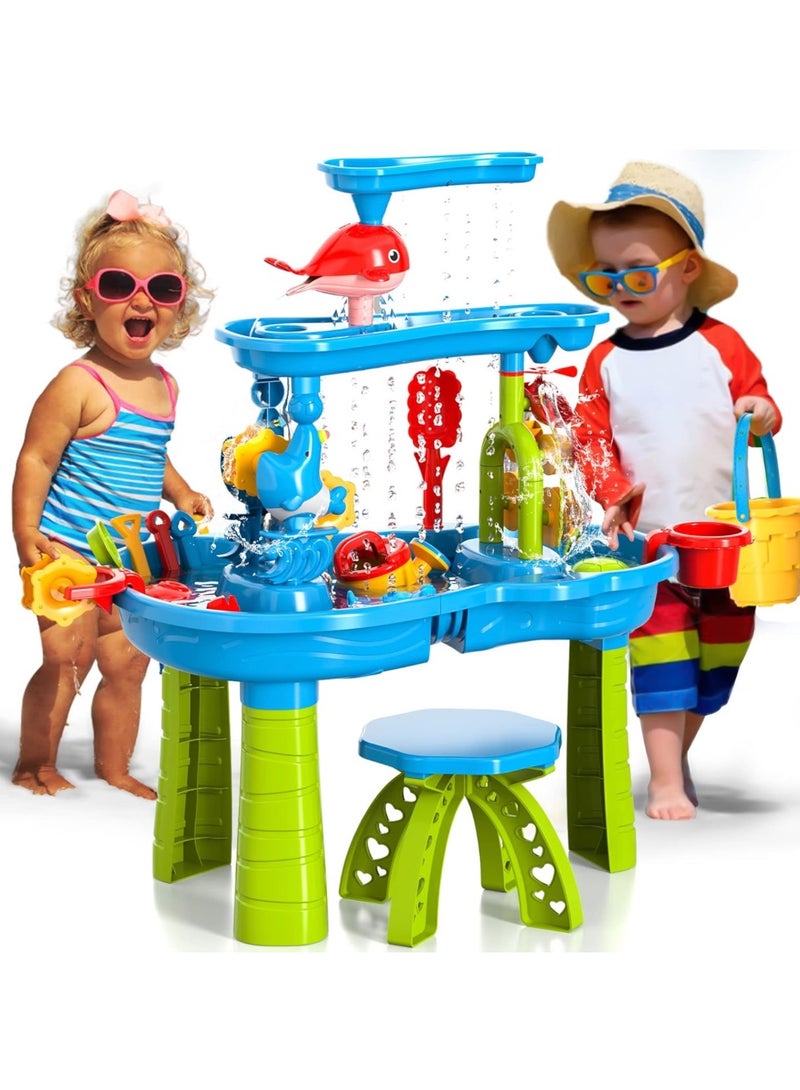 Remy Belle Sand and Water Table Toy for Kids, 3 Tier Outdoor Water Sand Table, Kids Water Play Table  - Image 1