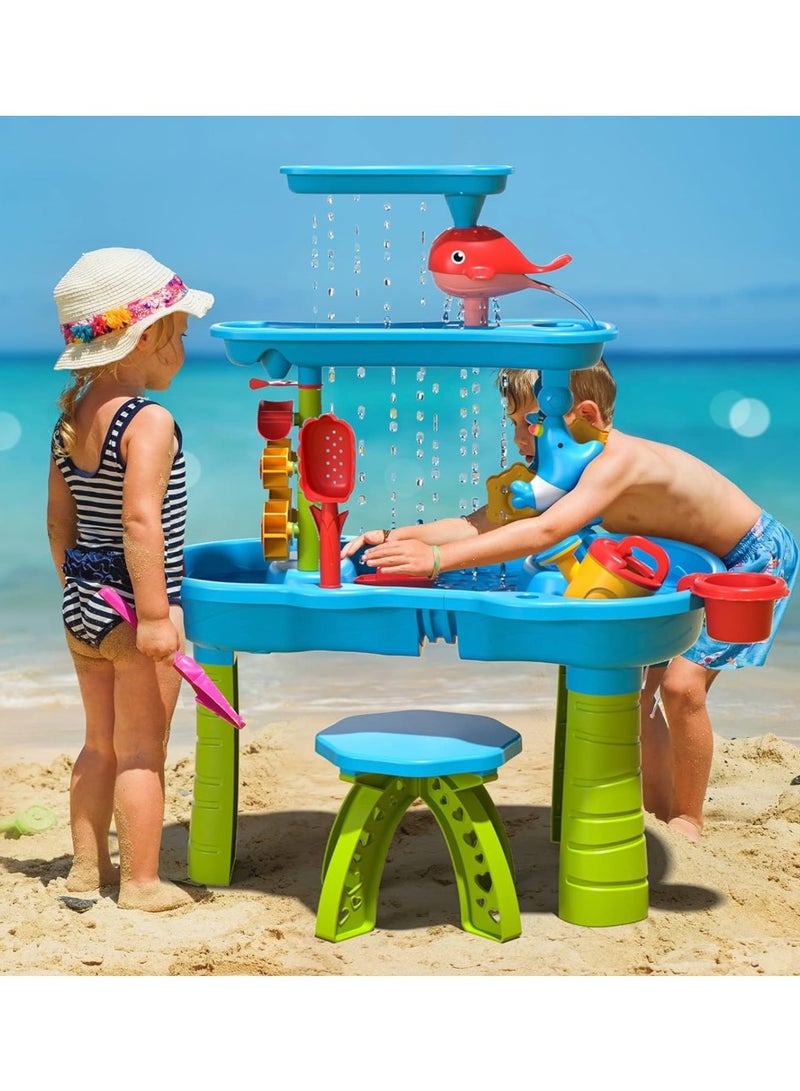 Remy Belle Sand and Water Table Toy for Kids, 3 Tier Outdoor Water Sand Table, Kids Water Play Table  - Image 2