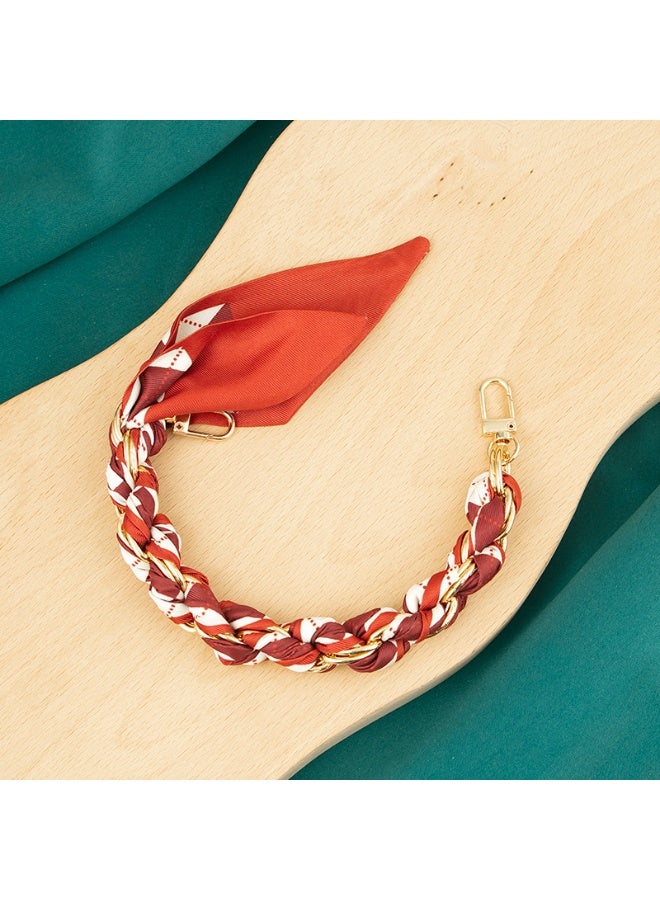 NIBEMINENT Beaded Phone Lanyard, Anti Lost Removable Wrist Strap, Creative Knitted Scarf Bracelet Pendant, Phone Keychain Lanyard, White