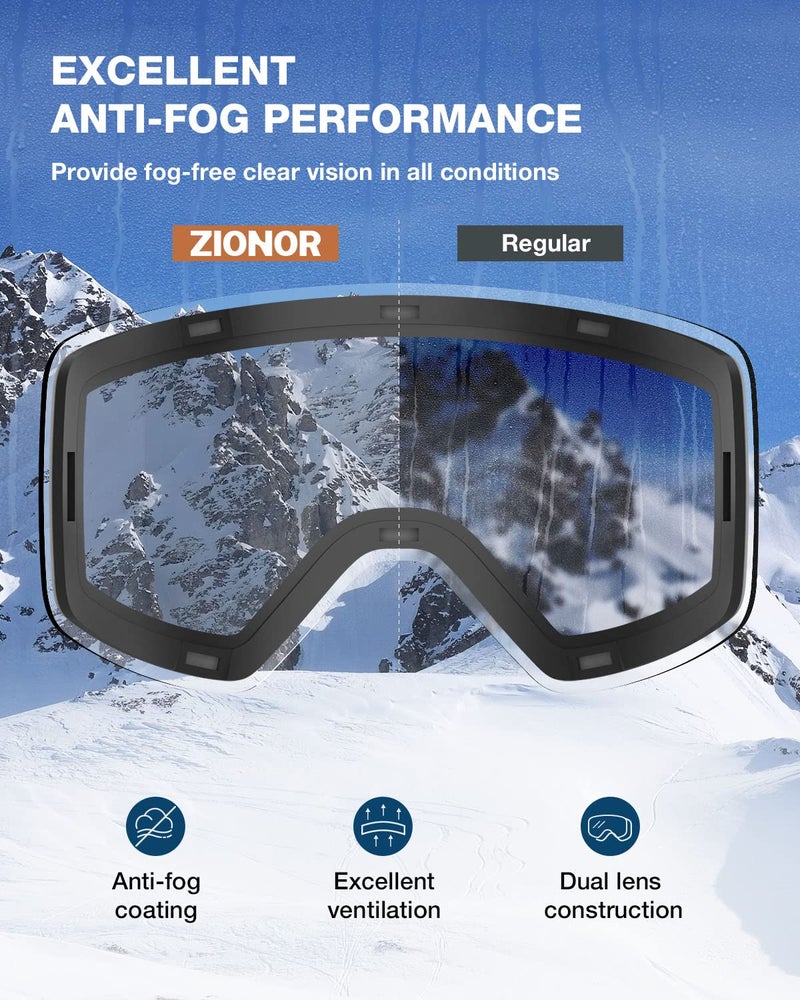 ZIONOR X11 Ski Goggles Magnetic Cylindrical Snowboard Snow Goggles for Men Women - Image 3