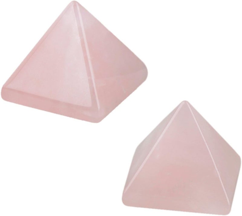Rockcloud Healing Crystal Rose Quartz Pyramid Metaphysical Natural Gemstone Figurine(Pack of 2)