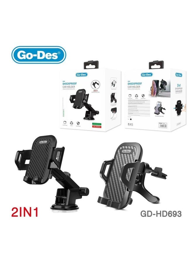 ELTRAZONE GD-HD693 2-in-1 Shockproof Car Holder – Dual-Function Vehicle Mount for Secure and Stable Device Holding - Image 4