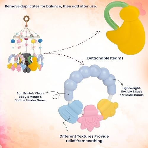 CHERRYLAND Baby Crib Musical Hanging Toy | Colorful Plush Bear & Butterfly Mobile for Newborns | Rotating Music Bell, Nursery Decor (Multicolor) - Image 4