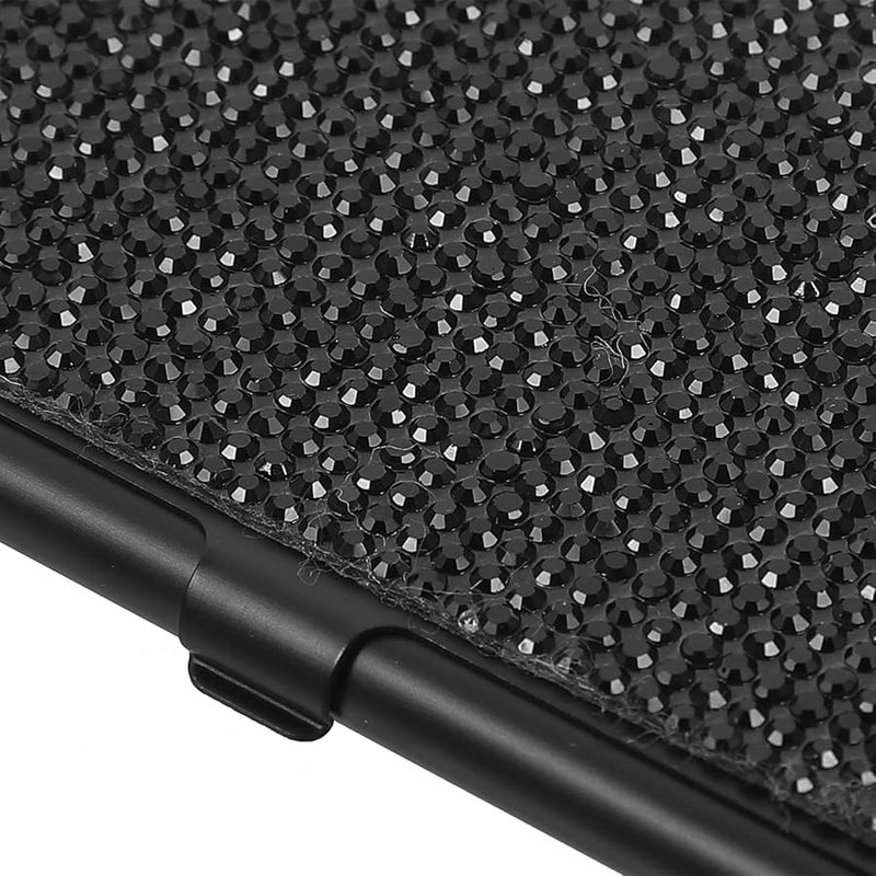 Black Rhinestone Metal Business Card Holder Portable Office Card Storage Box for Women - Image 3