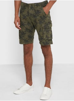 Palm Tree Print Cargo Shorts
