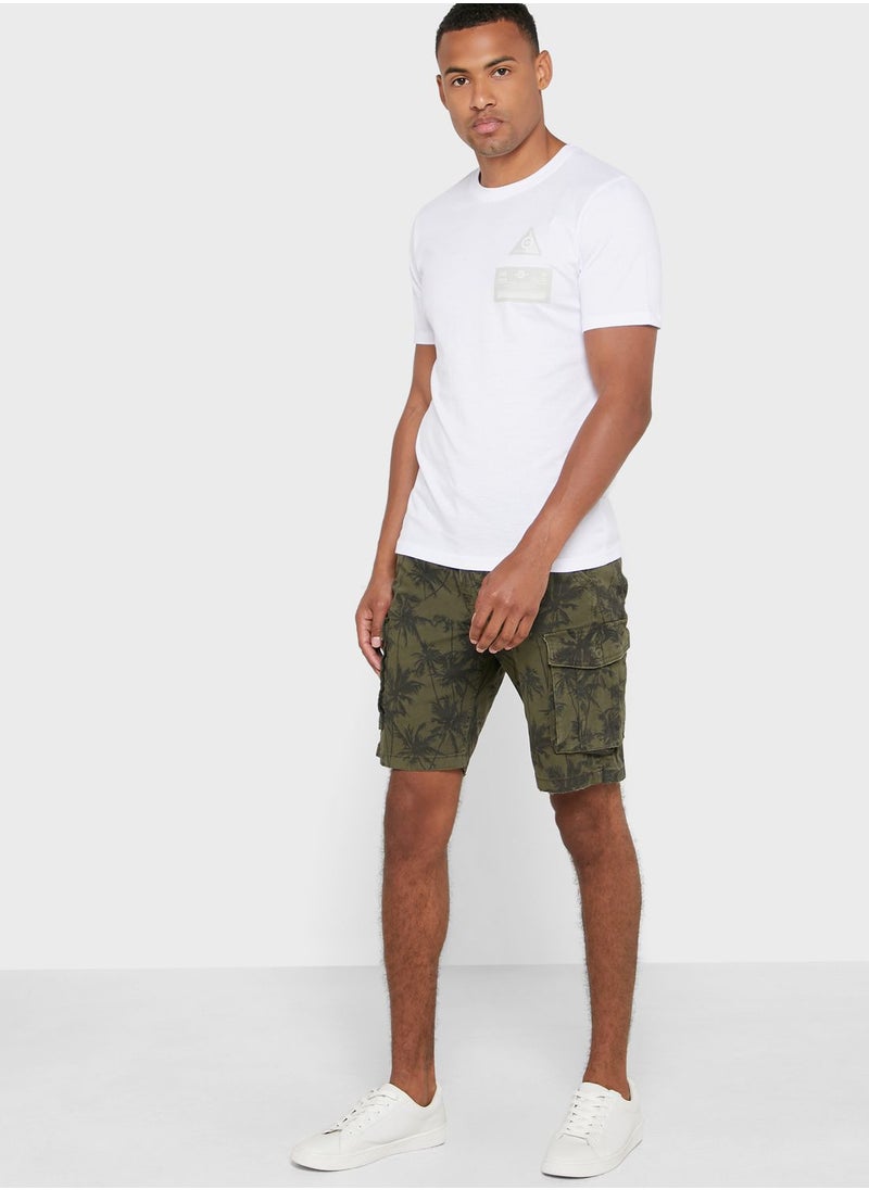 JACK & JONES - Palm Tree Print Cargo Shorts - Image 1