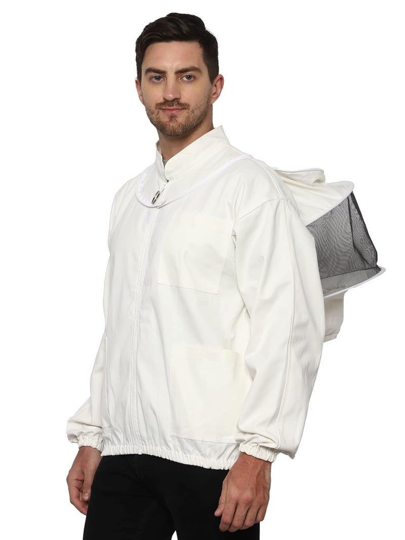 BEEATTIRE Bbeeattire Beekeeper Jacket with Round Hood – 100% Cotton – Sting Proof Bee Jackets Best beekeeping Jacket XL - Image 4