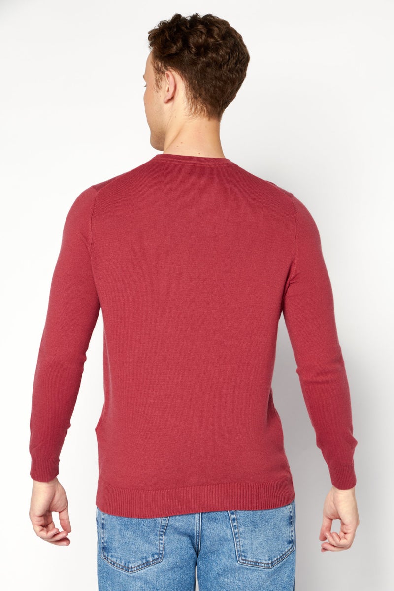 Lyle & Scott سويت شيرت رجالي بأكمام طويلة وياقة دائرية بشعار مطرز، وردي كهربائي - Image 2