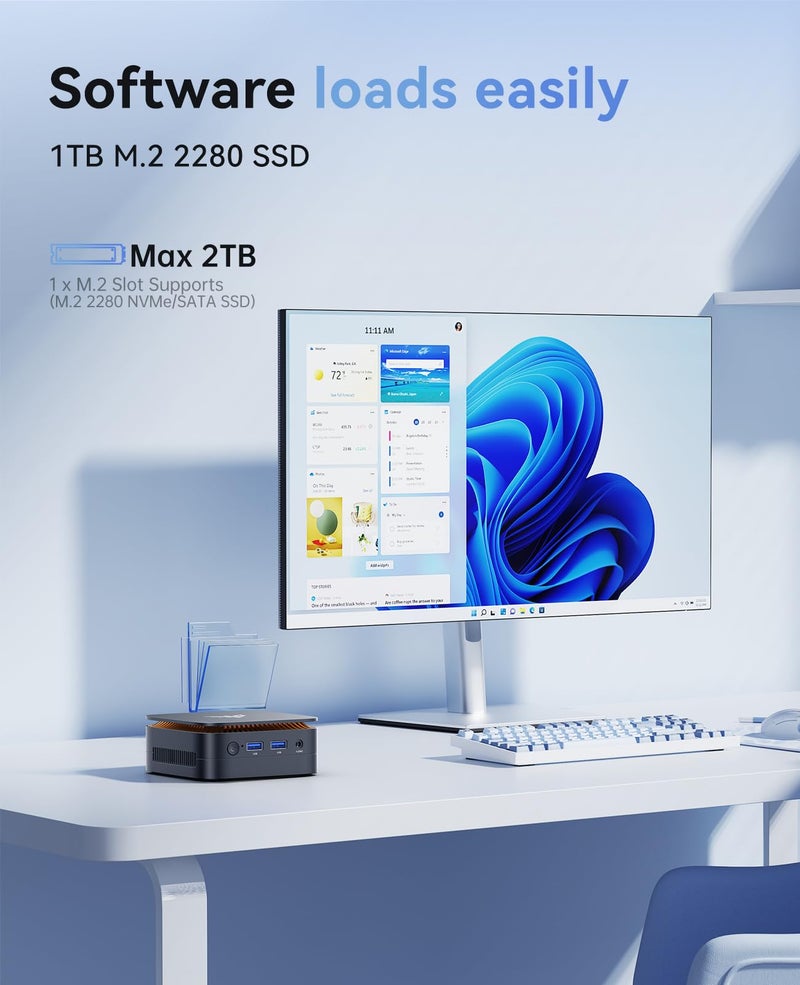 KAMRUI Essenx E1 N97 Mini PC, Dual 4K HDMI, 16GB RAM 256GB SSD, High-Speed Gigabit Ethernet Wi-Fi Bluetooth Ultra Silent - Image 5