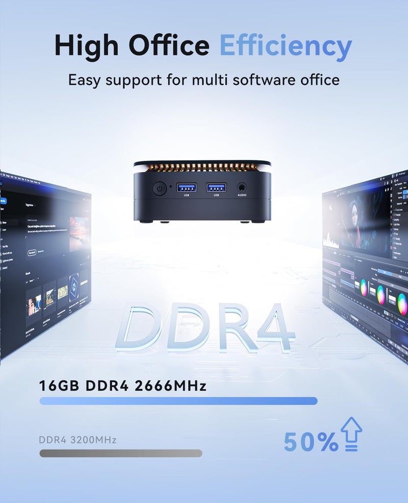 KAMRUI Essenx E1 N97 Mini PC, Dual 4K HDMI, 16GB RAM 256GB SSD, High-Speed Gigabit Ethernet Wi-Fi Bluetooth Ultra Silent - Image 4