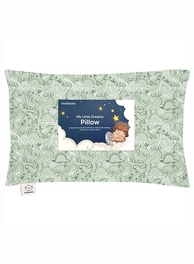 KeaBabies Toddler Pillow with Pillowcase, Kids Travel Bed Pillow, DinoDood - Image 1