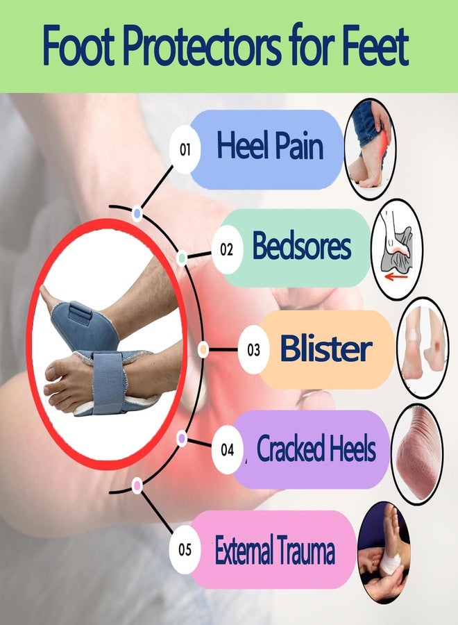 BIVIKEY 1 Piece Heel Protectors for Pressure Sores Pads Plush Soft Breathable Adjustable Easy Fixed | Prevention Pain Ulcer Promote Rehabilitation(W6-13 / M 5-13) Blue - Image 2