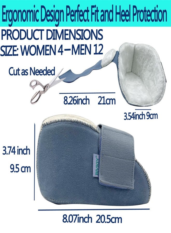 BIVIKEY 1 Piece Heel Protectors for Pressure Sores Pads Plush Soft Breathable Adjustable Easy Fixed | Prevention Pain Ulcer Promote Rehabilitation(W6-13 / M 5-13) Blue - Image 4