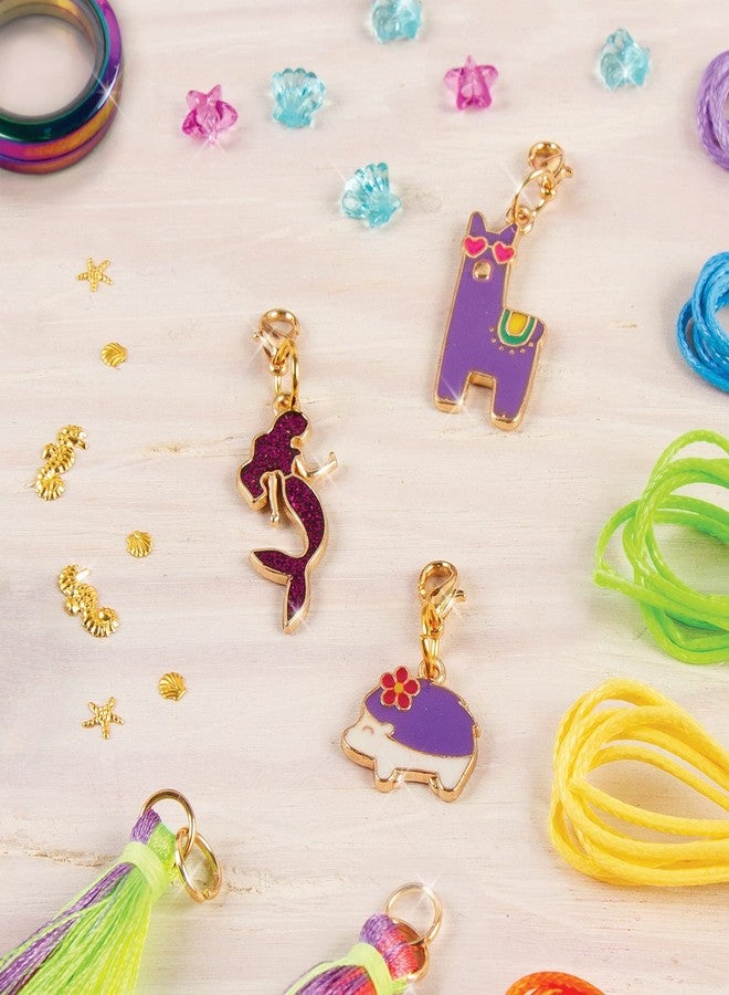 Make It Real Mega Jewelry Studio|Create 50 Pieces of Jewelry|872 Pcs of Beads,Gems,Waxed Cord,Charms,Metal Locket,Gold Curb Chain,Tassels,Jump Rings,Bead Mat|DIY Arts & Crafts, Girls 8+|Made in India - Image 5