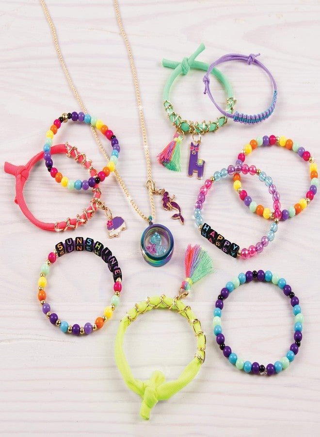 Make It Real Mega Jewelry Studio|Create 50 Pieces of Jewelry|872 Pcs of Beads,Gems,Waxed Cord,Charms,Metal Locket,Gold Curb Chain,Tassels,Jump Rings,Bead Mat|DIY Arts & Crafts, Girls 8+|Made in India - Image 4