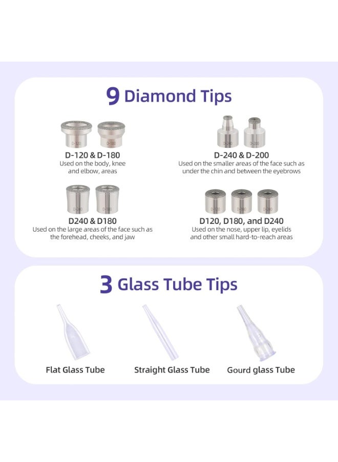 جهاز صنفرة الجلد الدقيقة الماسية 3 في 1، جهاز صنفرة الجلد الاحترافي لتقشير البشرة وشد التجاعيد وإزالة الرؤوس السوداء، معدات شخصية للاستخدام المنزلي للعناية ببشرة الوجه، LB112B (أبيض) - Image 3
