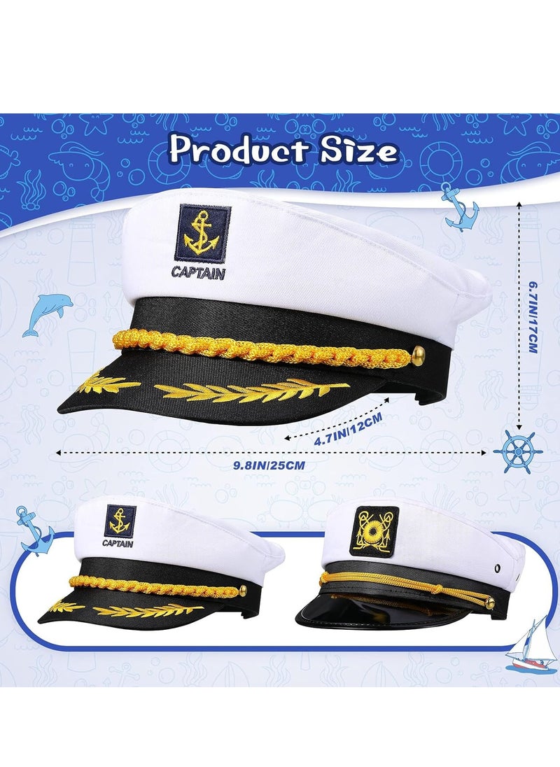 6 Pieces Yacht Captain Hat Sailor Ship Navy Boat White for Adult Men Women Captains Kid Costume Accessory Dressing Up Party  - Image 5