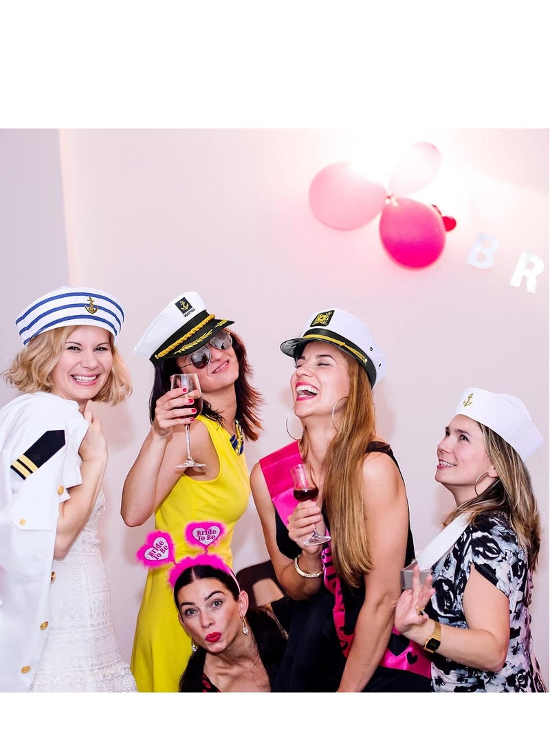 6 Pieces Yacht Captain Hat Sailor Ship Navy Boat White for Adult Men Women Captains Kid Costume Accessory Dressing Up Party  - Image 4