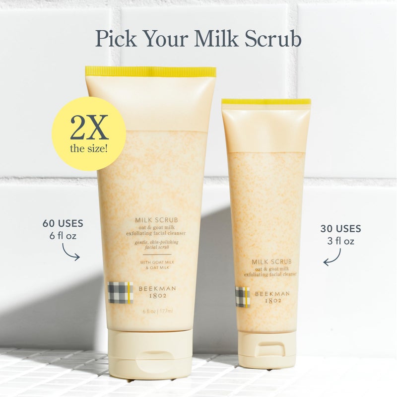 Beekman 1802 Oat + Goat Milk Exfoliating Face Scrub - Gentle Cleansing With Jojoba Bead Facial Exfoliator - Travel Friendly Sensitive Skin Face Cleanser - Fragrance Free - Image 5