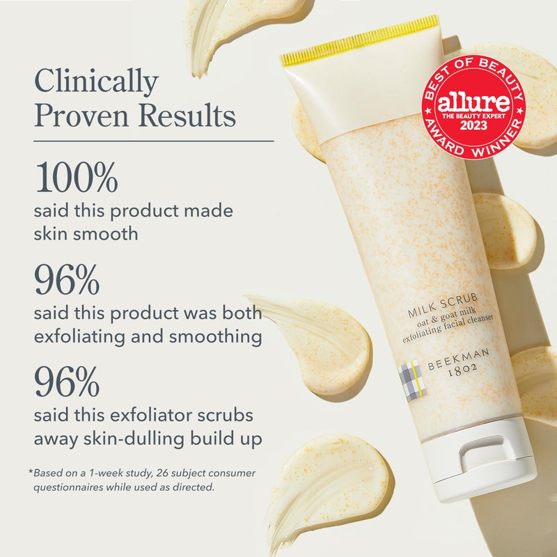 Beekman 1802 Oat + Goat Milk Exfoliating Face Scrub - Gentle Cleansing With Jojoba Bead Facial Exfoliator - Travel Friendly Sensitive Skin Face Cleanser - Fragrance Free - Image 3
