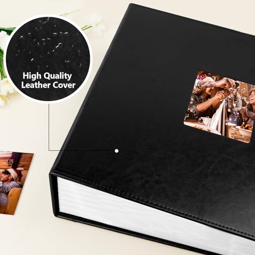 Aevdor Photo Album 4x6 700 Pockets, Leather Cover Extra Large Capacity Family Wedding Anniversary Baby Picture Albums, Acid-free Pages 4x6 Photo Album Holds 700 Horizontal and Vertical Photos (Black) - Image 5