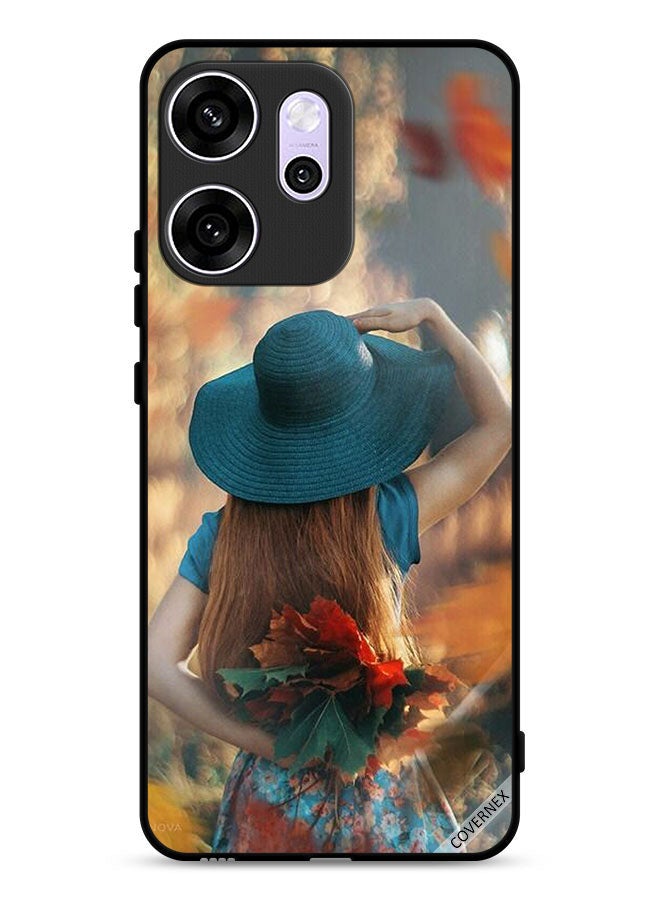 Covernex Oppo Reno14 F Protective Case Cover Hat Girl Hiding Love Leaves - Image 1