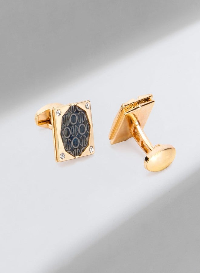 Wynameleri Classic Enamel Cufflinks and Tie Pin Tie Clip Set Gold for Men in Gift Box - Image 3