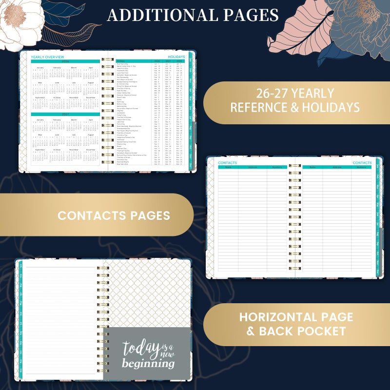 Pinchoco 2026 Planner - Jan. 2026 - Dec. 2026, 2026 Planner Weekly and Monthly with Tabs, 6.3" x 8.4", Planner 2026, Hardcover with Back Pocket + Thick Paper + Twin-Wire Binding, Perfect Daily Organizer - Image 5