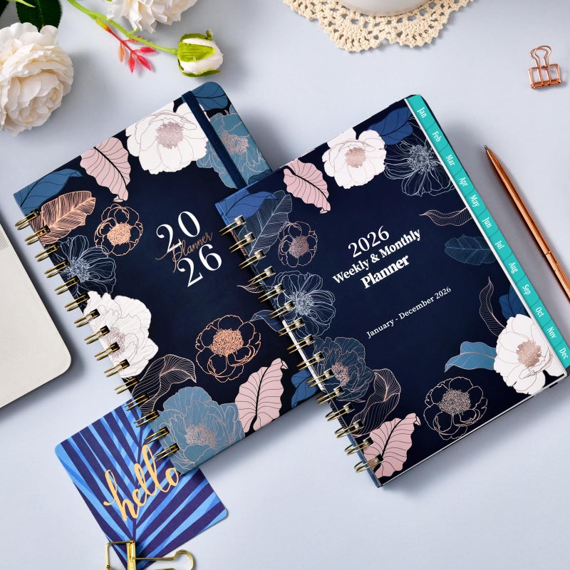 Pinchoco 2026 Planner - Jan. 2026 - Dec. 2026, 2026 Planner Weekly and Monthly with Tabs, 6.3" x 8.4", Planner 2026, Hardcover with Back Pocket + Thick Paper + Twin-Wire Binding, Perfect Daily Organizer - Image 2