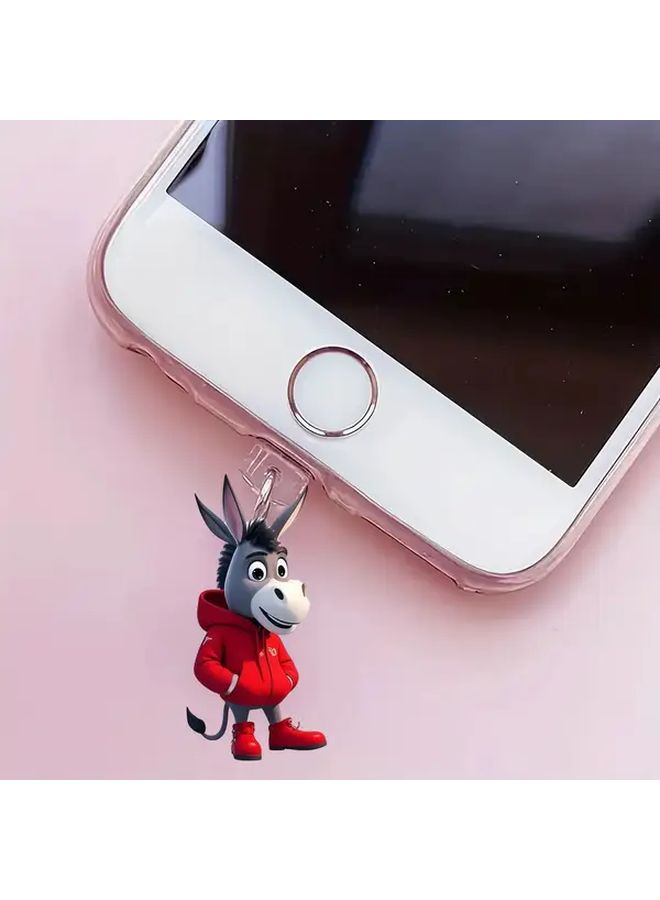 1 Acrylic Type C Phone Dust Plug 2D Cute Donkey Charging Port Protector For Smartphones Phone Maintenance Gadget Care Fun Accessory Snug Fit Durable Port Cover - Image 4