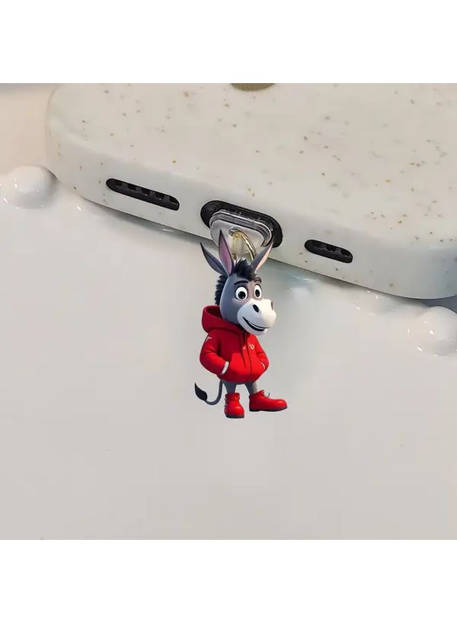1 Acrylic Type C Phone Dust Plug 2D Cute Donkey Charging Port Protector For Smartphones Phone Maintenance Gadget Care Fun Accessory Snug Fit Durable Port Cover - Image 2