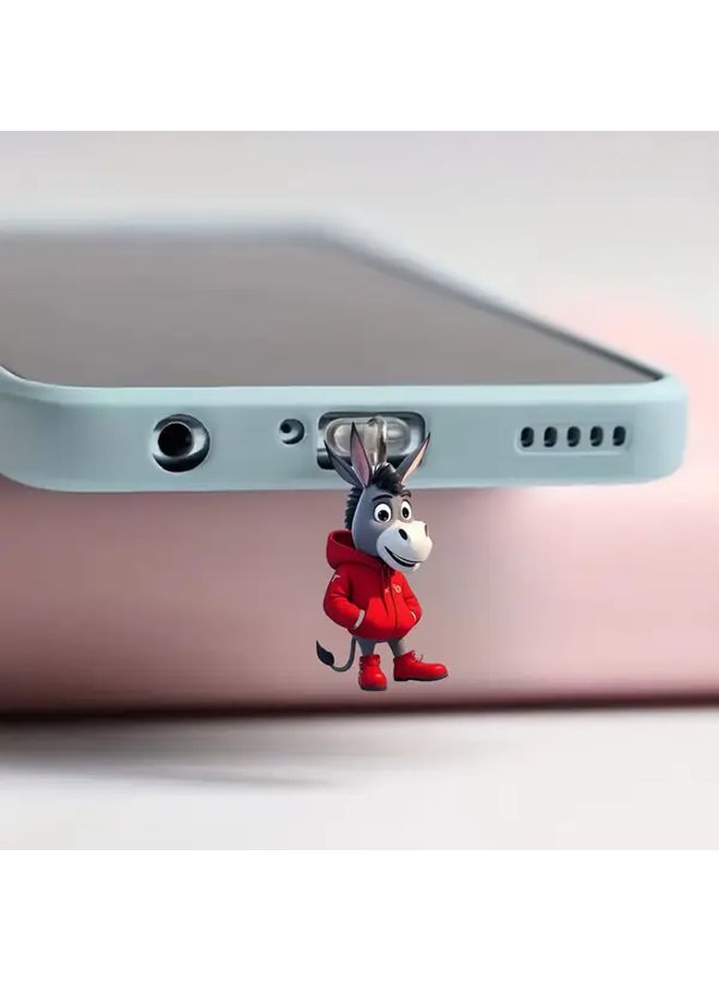1 Acrylic Type C Phone Dust Plug 2D Cute Donkey Charging Port Protector For Smartphones Phone Maintenance Gadget Care Fun Accessory Snug Fit Durable Port Cover - Image 1