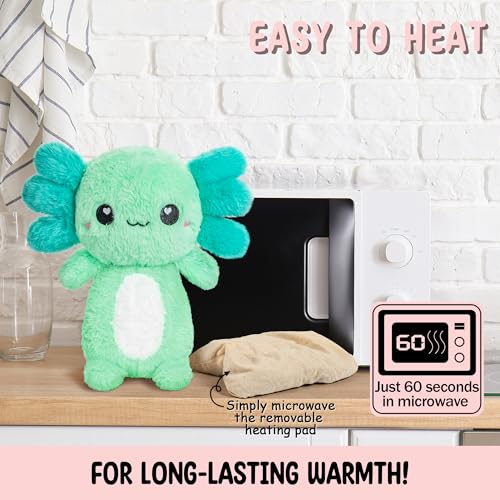 Happy Fuel Axolotl Microwavable Unscented Heating Pad for Women and Kids- Cute Soft Cozy Pillow Plush Heatable Warm Stuffed Animals - Kawaii Hot and Cold Plushie Food Toy - Axolotl Gifts for Girls and Boys Mint - Image 5