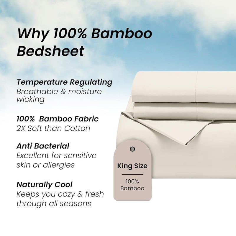 Mush 100% Bamboo Bedsheet For King Size Bed With 2 Pillow Covers | Luxuriously Soft, Breathable And Naturally Anti Microbial Thermoregulating Bed Sheet 400 TC (Royal Beige) - Image 3